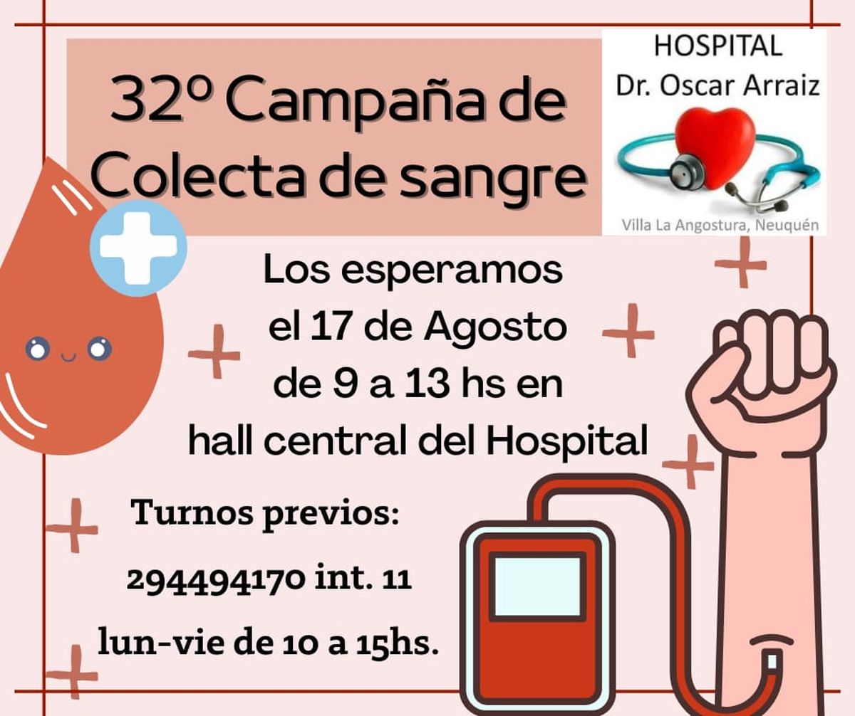 Campaña de donación de sangre en Villa La Angostura.