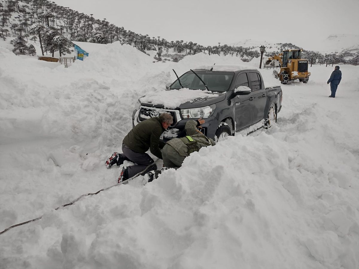 Gendarmes realizan tareas de asistencia tras las nevadas