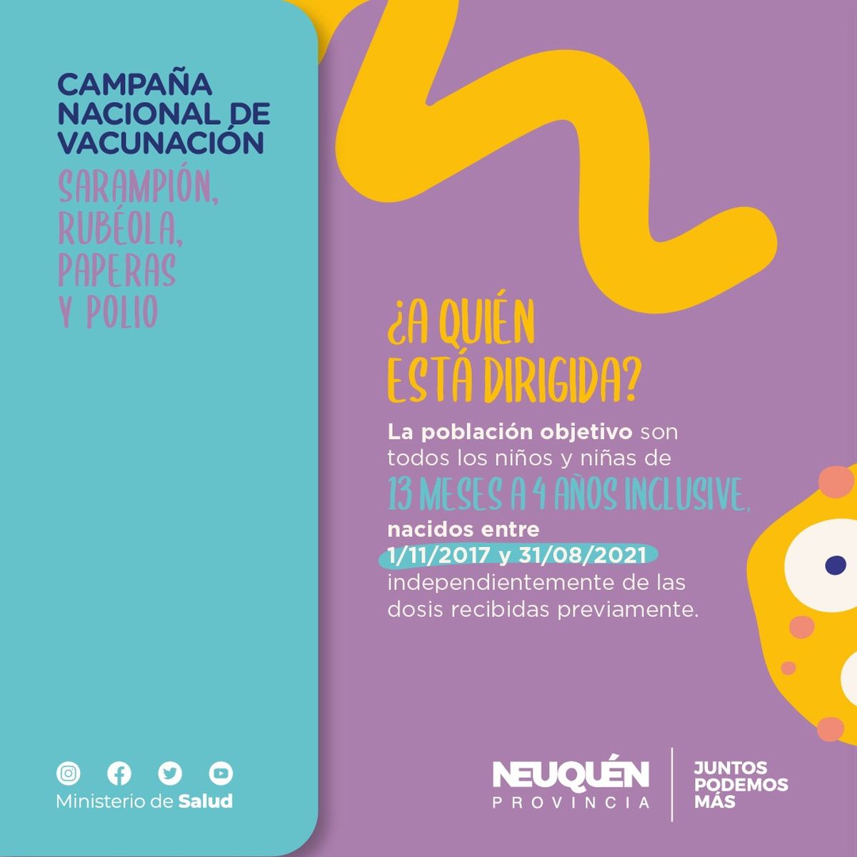 Flyer de la campaña de vacunación que se realizará en Villa La Angostura.
