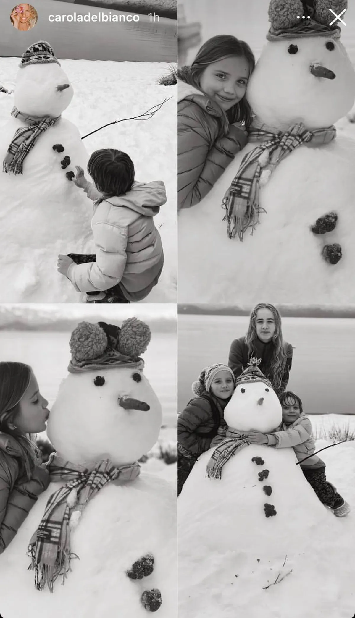 Los hijos de Carola jugando con la nieve 